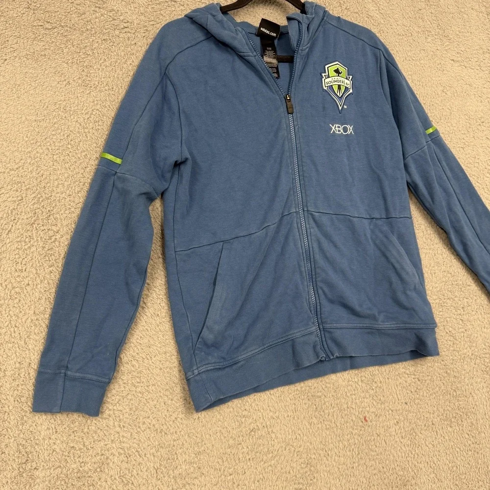 Seattle Sounders FC Sweatshirt Youth Large Boys‎ Blue MLS Soccer Full Zip Adidas